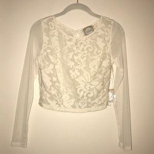 BOHO Long sleeved sheer floral crop top